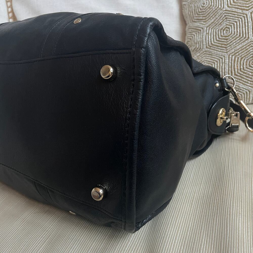 Rare Coach Rhyder 33 Black Pebbled Leather Satchel Crossbody | Gold Hardware - Picture 5 of 11